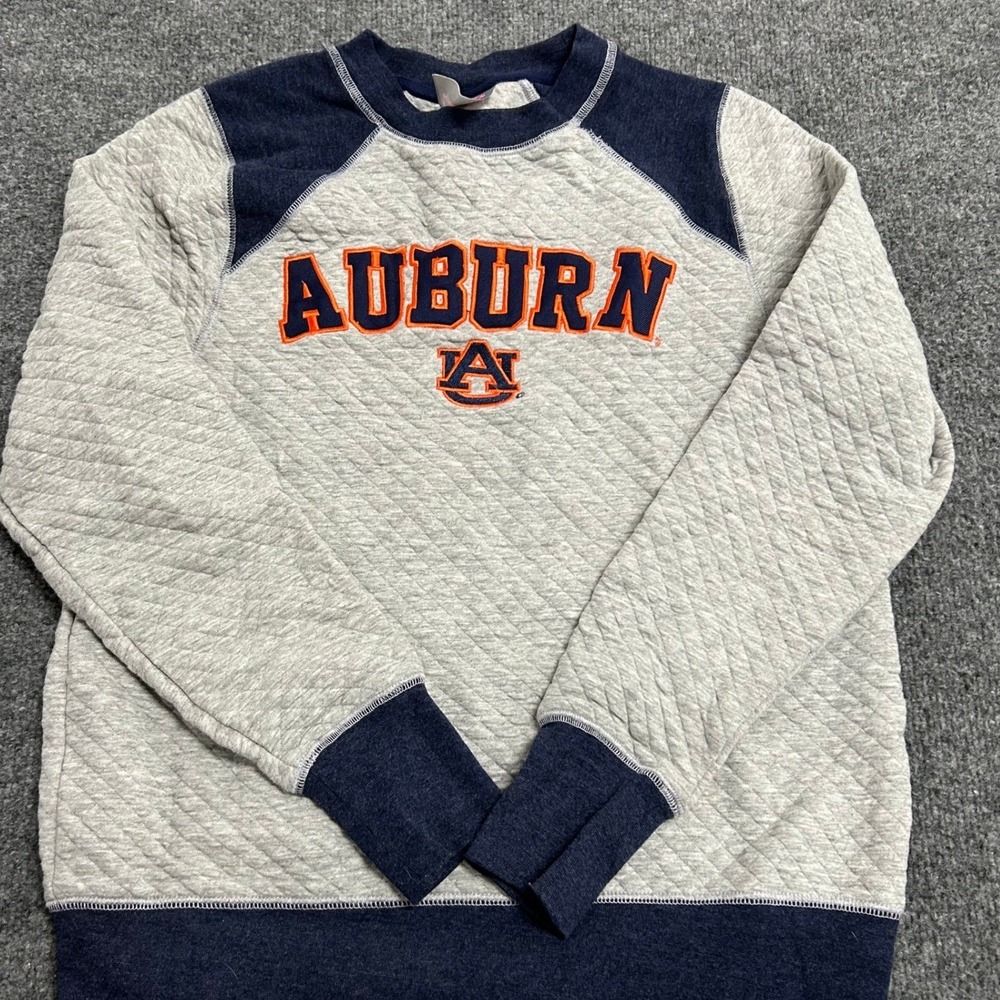 Knights Apparel Sweatshirt Womens Size M Grey Quilted Auburn Tigers Raglan